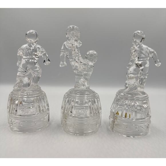 Princess House Crystal Figurines Moment of Pride Soccer Players 3pc Set